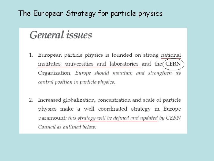 The European Strategy for particle physics 