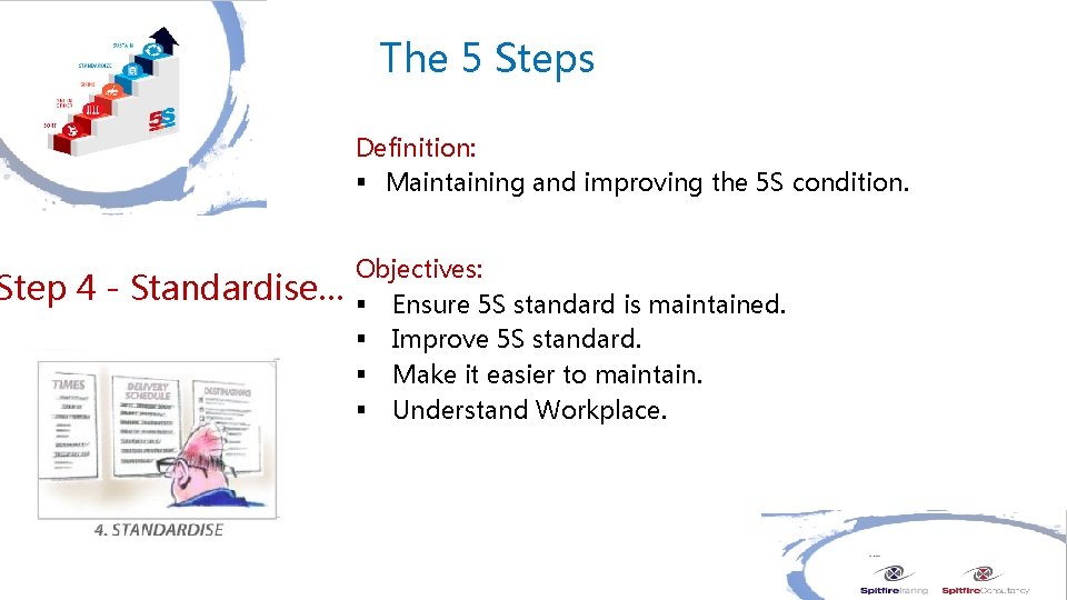 Step 4 - Standardise… The 5 Steps Definition: § Maintaining and improving the 5