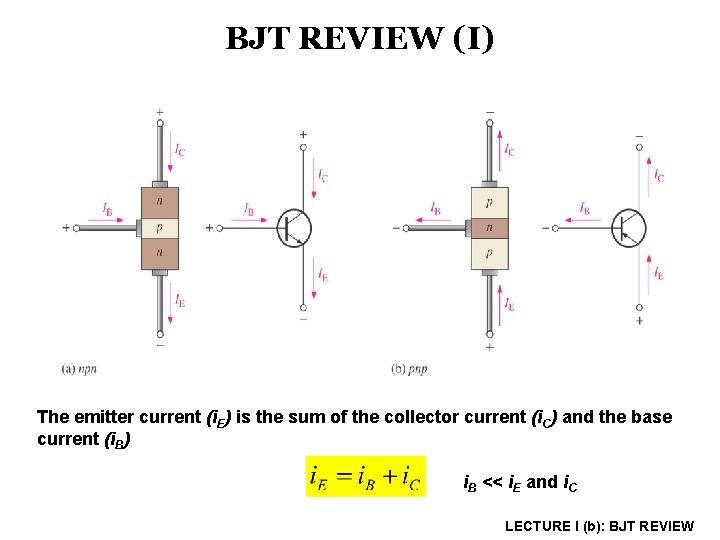 BJT REVIEW (I) The emitter current (i. E) is the sum of the collector