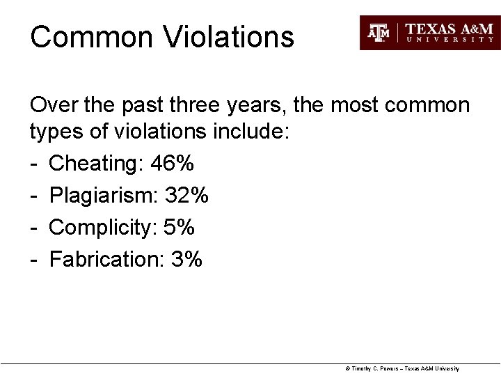 Common Violations Over the past three years, the most common types of violations include: