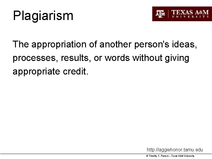 Plagiarism The appropriation of another person's ideas, processes, results, or words without giving appropriate Plagiarism The appropriation of another person's ideas, processes, results, or words without giving appropriate