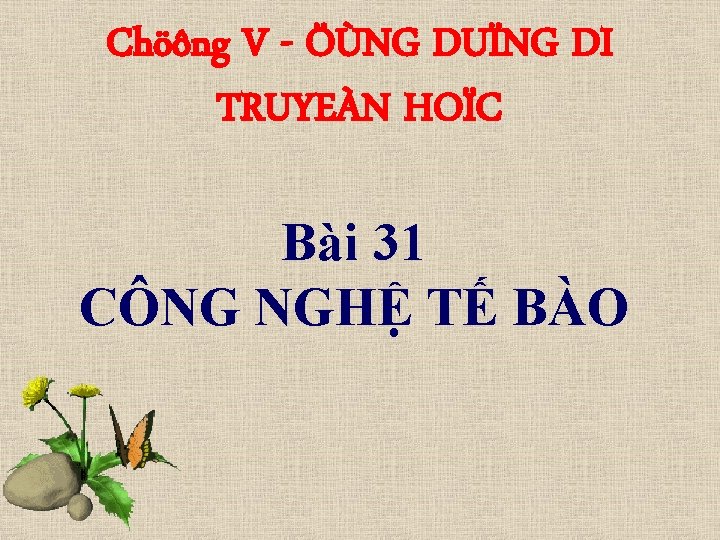 Chöông V - ÖÙNG DUÏNG DI TRUYEÀN HOÏC Bài 31 CÔNG NGHỆ TẾ BÀO