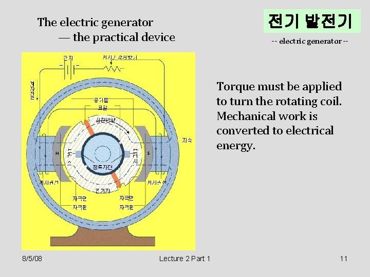The electric generator — the practical device 전기 발전기 -- electric generator -- Torque The electric generator — the practical device 전기 발전기 -- electric generator -- Torque