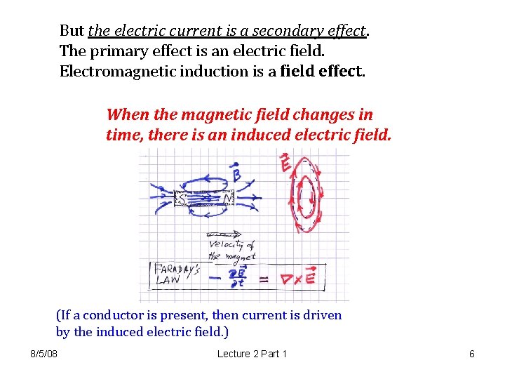 But the electric current is a secondary effect. The primary effect is an electric But the electric current is a secondary effect. The primary effect is an electric