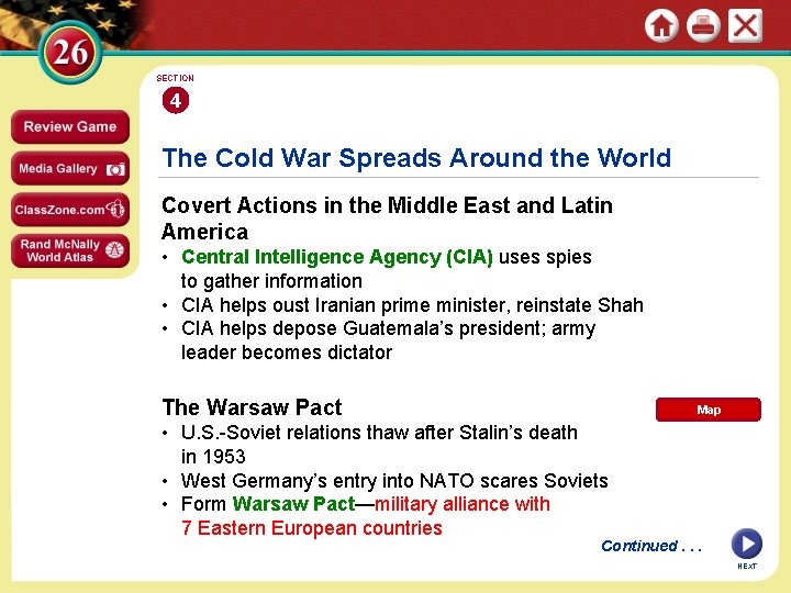 SECTION 4 The Cold War Spreads Around the World Covert Actions in the Middle