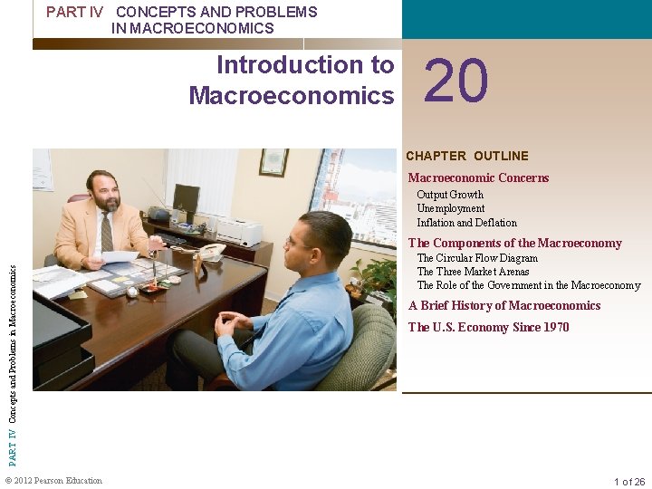 PART IV CONCEPTS AND PROBLEMS IN MACROECONOMICS Introduction to Macroeconomics 20 CHAPTER OUTLINE Macroeconomic