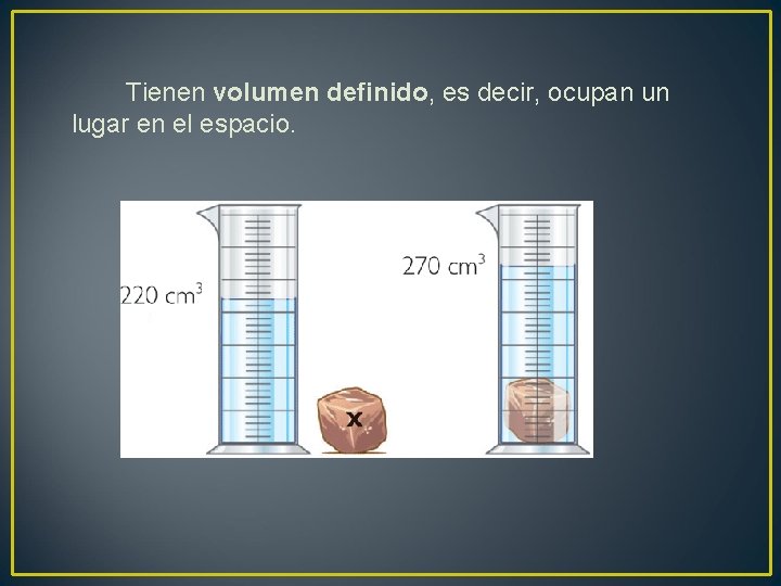 Tienen volumen definido, es decir, ocupan un lugar en el espacio. 