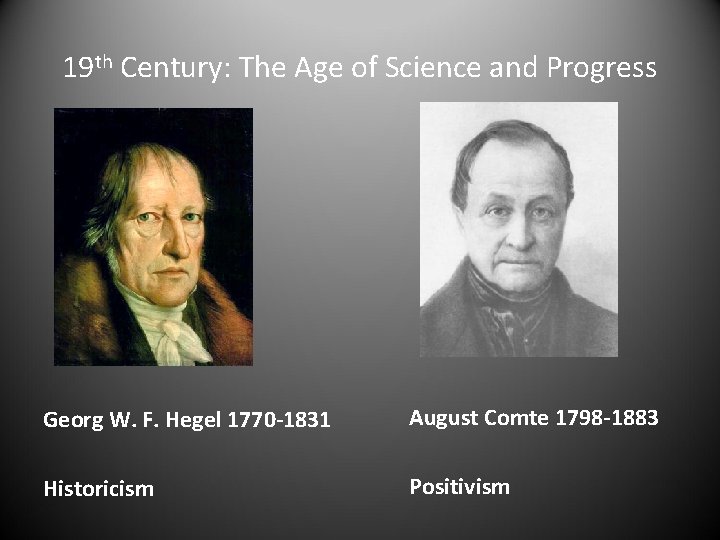 19 th Century: The Age of Science and Progress Georg W. F. Hegel 1770