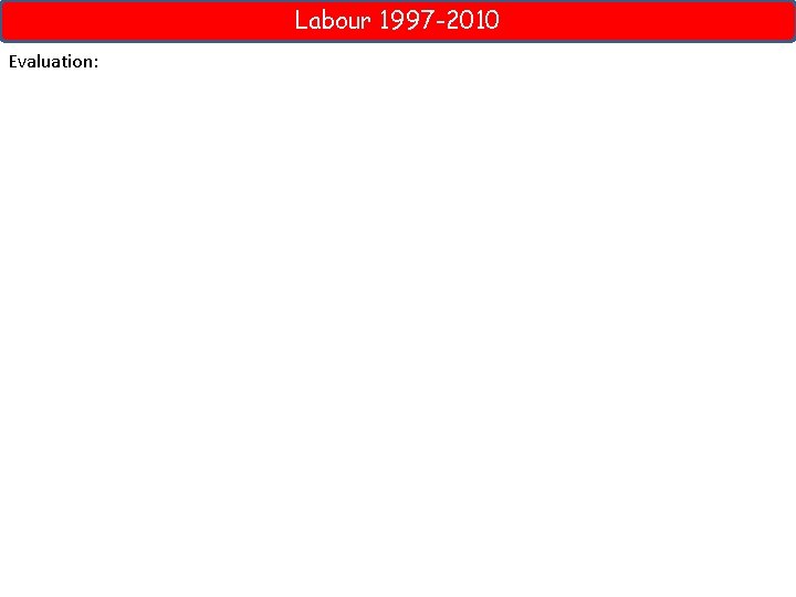 Labour 1997 -2010 Evaluation: 