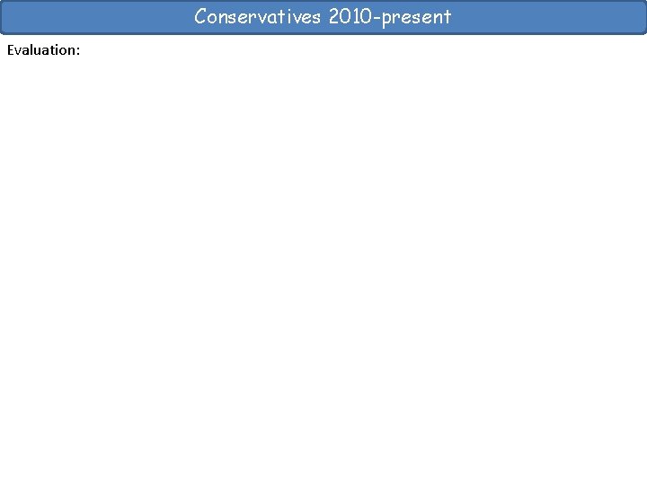 Conservatives 2010 -present Evaluation: 