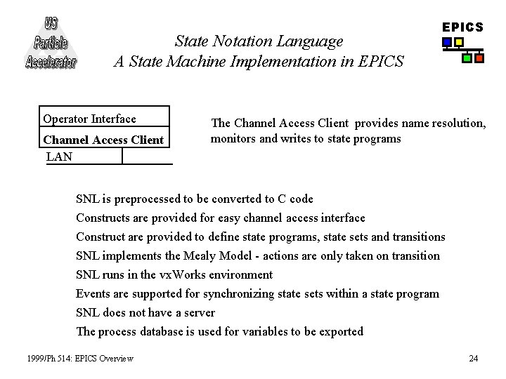 State Notation Language A State Machine Implementation in EPICS Operator Interface Channel Access Client