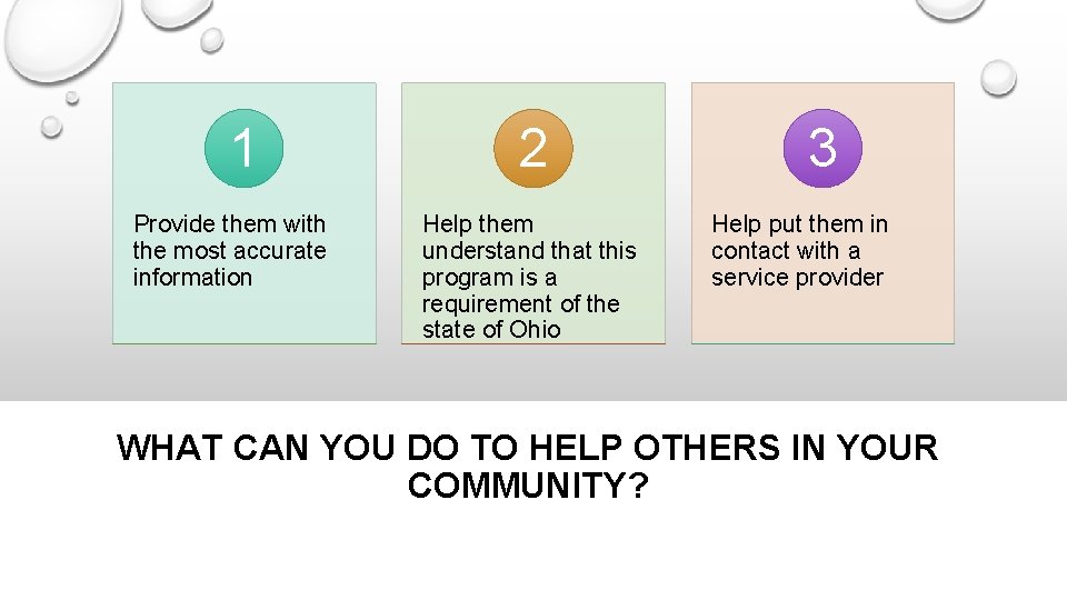 1 Provide them with the most accurate information 2 Help them understand that this