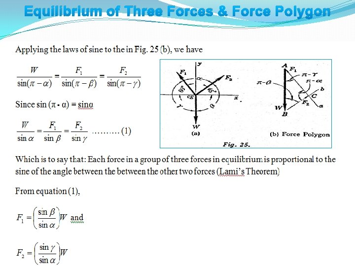 Equilibrium of Three Forces & Force Polygon 