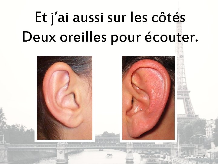 Et j’ai aussi sur les côtés Deux oreilles pour écouter. 7 