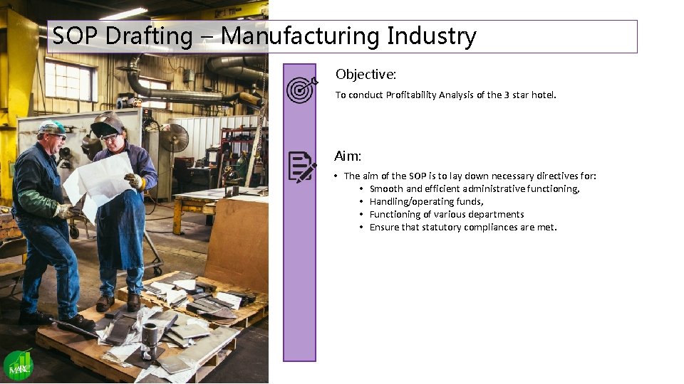 SOP Drafting – Manufacturing Industry Objective: To conduct Profitability Analysis of the 3 star