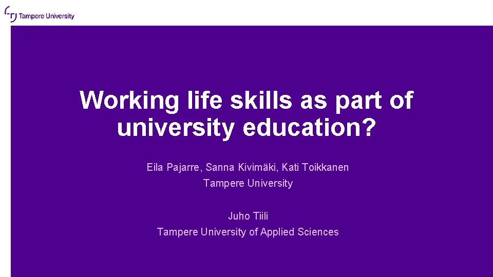 Working life skills as part of university education