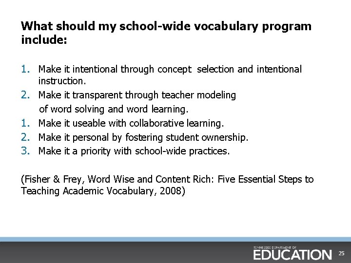 What should my school-wide vocabulary program include: 1. Make it intentional through concept selection