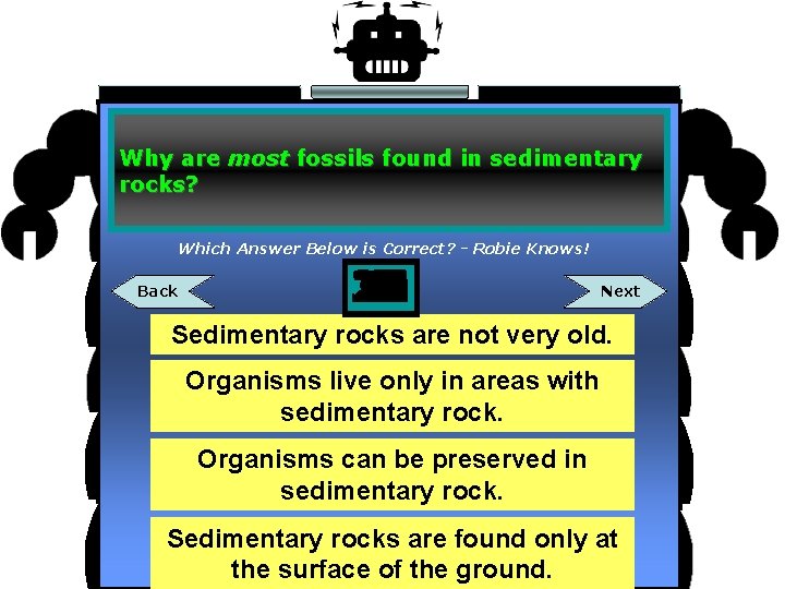 Why are most fossils found in sedimentary rocks? Which Answer Below is Correct? -