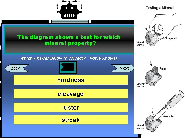 The diagram shows a test for which mineral property? Which Answer Below is Correct?