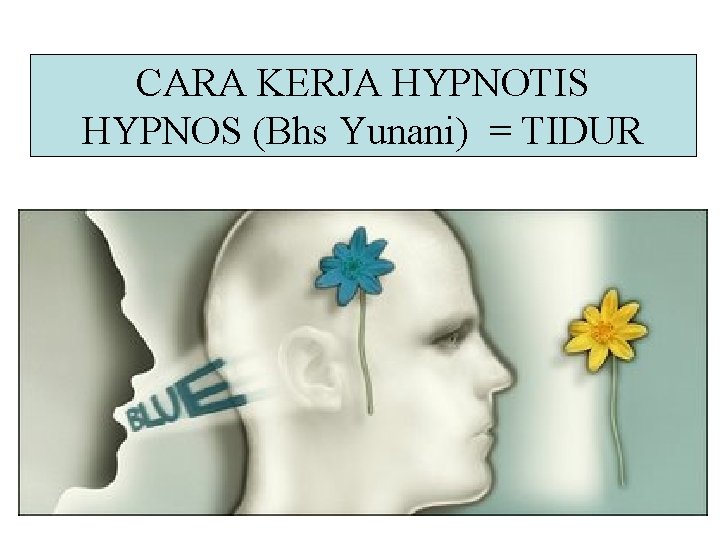 CARA KERJA HYPNOTIS HYPNOS (Bhs Yunani) = TIDUR 