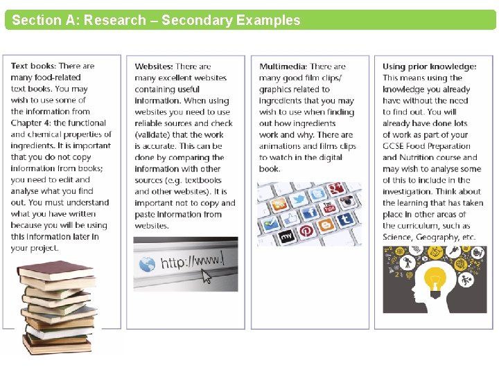 Section A: Research – Secondary Examples 