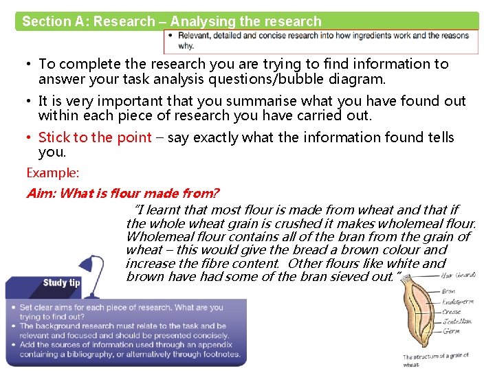 Section A: Research – Analysing the research • To complete the research you are Section A: Research – Analysing the research • To complete the research you are
