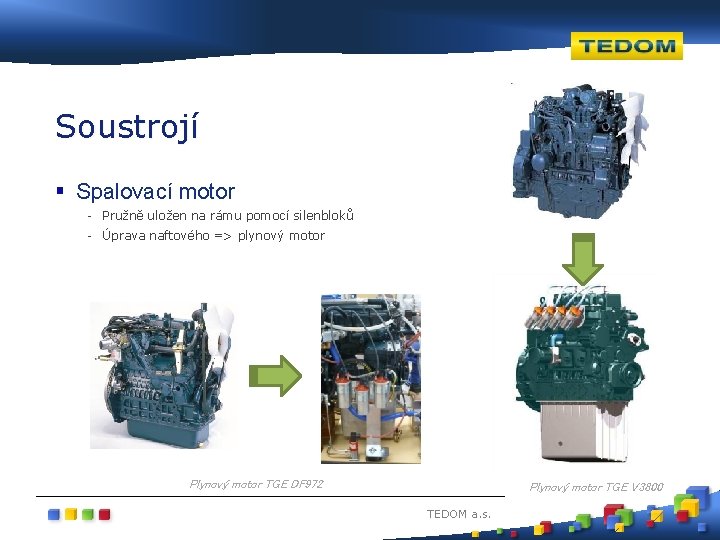 Soustrojí § Spalovací motor - Pružně uložen na rámu pomocí silenbloků - Úprava naftového