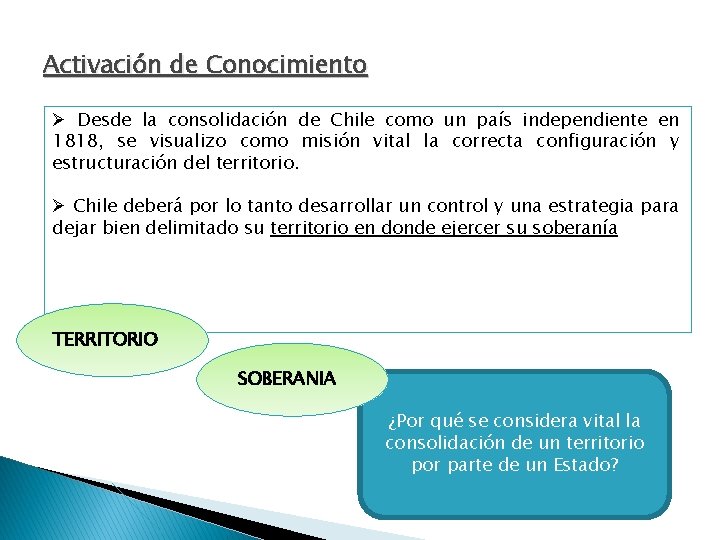 Activación de Conocimiento Ø Desde la consolidación de Chile como un país independiente en Activación de Conocimiento Ø Desde la consolidación de Chile como un país independiente en