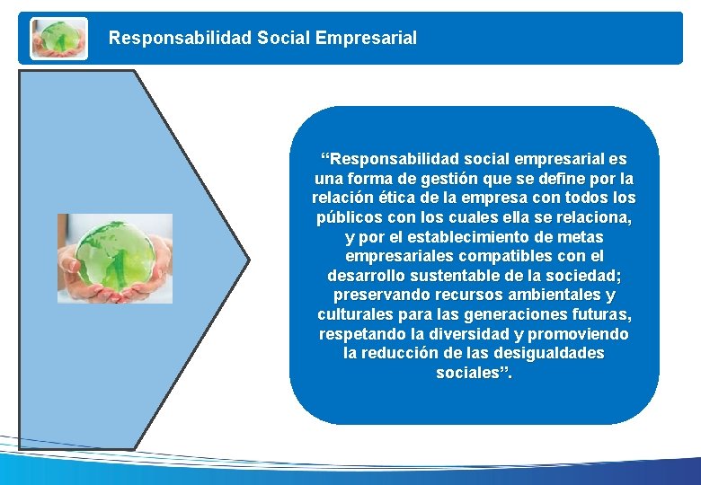 Responsabilidad Social Empresarial “Responsabilidad social empresarial es una forma de gestión que se define