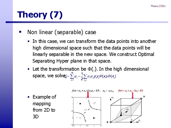 Theory (7/15) Theory (7) § Non linear (separable) case § In this case, we Theory (7/15) Theory (7) § Non linear (separable) case § In this case, we