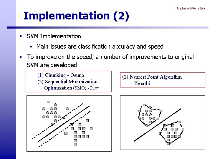 Implementation (2) Implementation (2/6) § SVM Implementation § Main issues are classification accuracy and Implementation (2) Implementation (2/6) § SVM Implementation § Main issues are classification accuracy and