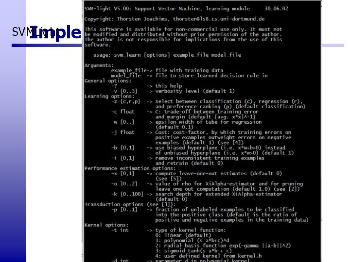 SVMLight Implementation (III) SVMLight Implementation (III)