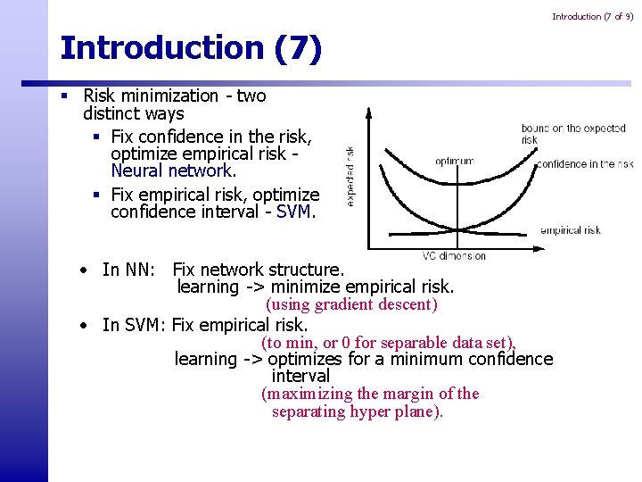 Introduction (7 of 9) Introduction (7) § Risk minimization - two distinct ways § Introduction (7 of 9) Introduction (7) § Risk minimization - two distinct ways §