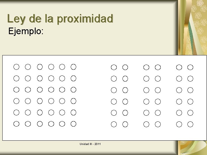 Ley de la proximidad Ejemplo: Unidad III - 2011 
