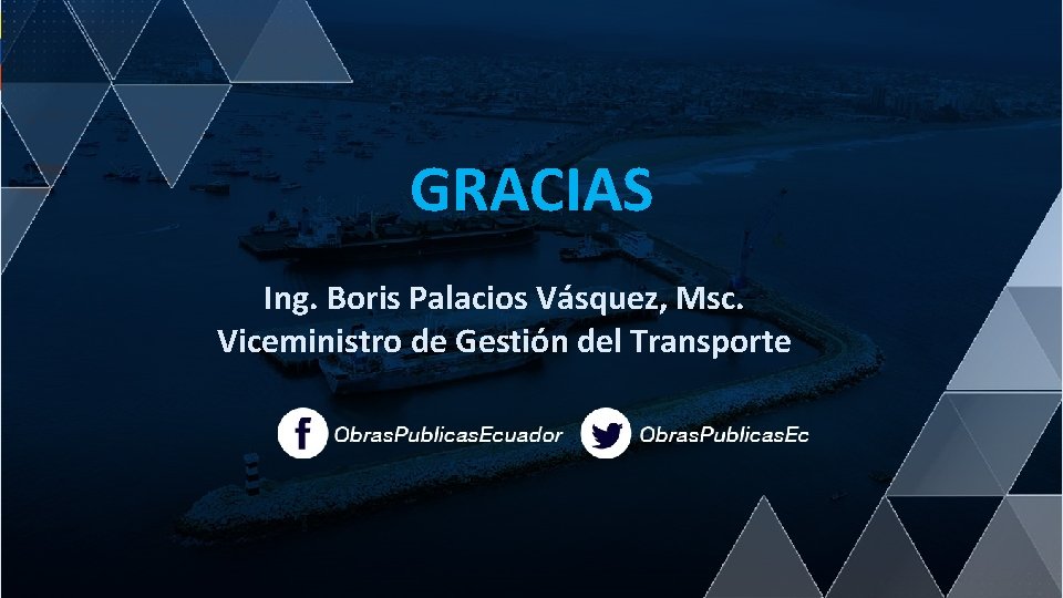 GRACIAS Ing. Boris Palacios Vásquez, Msc. Viceministro de Gestión del Transporte 