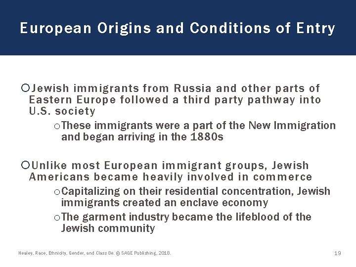 European Origins and Conditions of Entry Jewish immigrants from Russia and other parts of European Origins and Conditions of Entry Jewish immigrants from Russia and other parts of