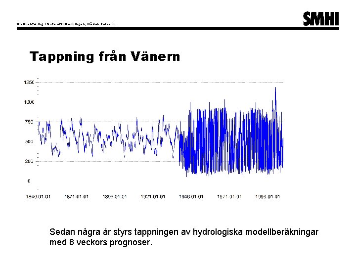 Riskhantering i Göta älvutredningen, Håkan Persson Tappning från Vänern Sedan några år styrs tappningen