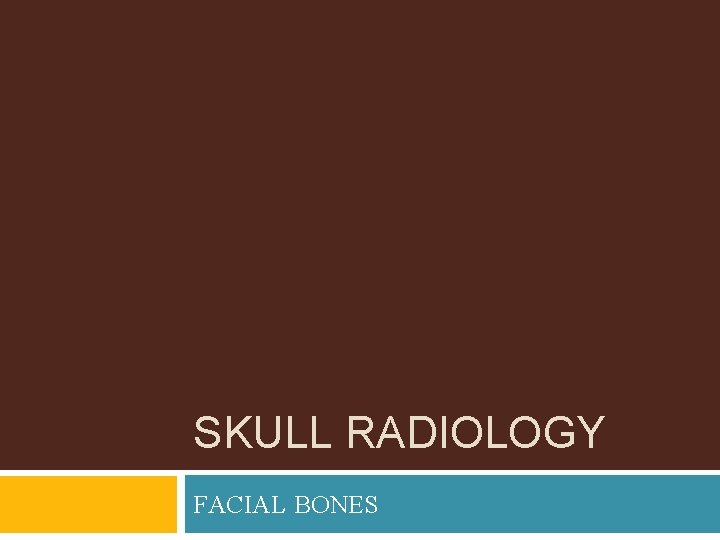 SKULL RADIOLOGY FACIAL BONES SKULL RADIOLOGY FACIAL BONES