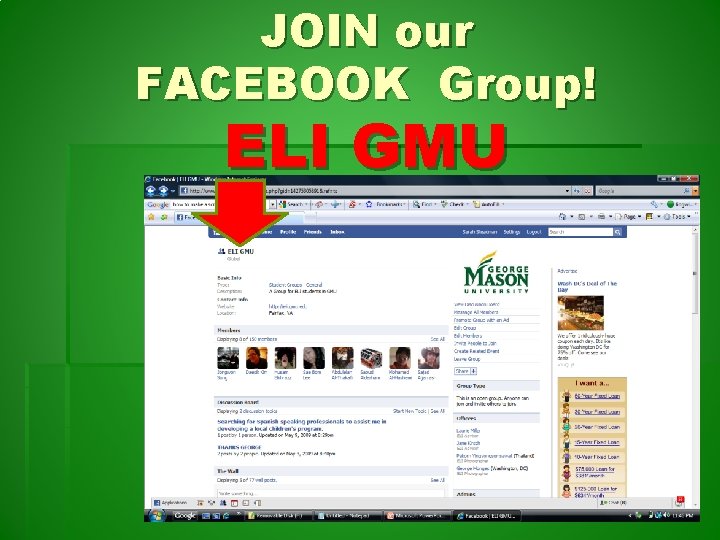 JOIN our FACEBOOK Group! ELI GMU 