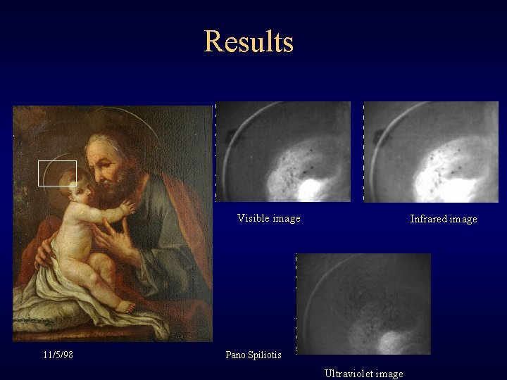 Results Visible image 11/5/98 Infrared image Pano Spiliotis Ultraviolet image Results Visible image 11/5/98 Infrared image Pano Spiliotis Ultraviolet image