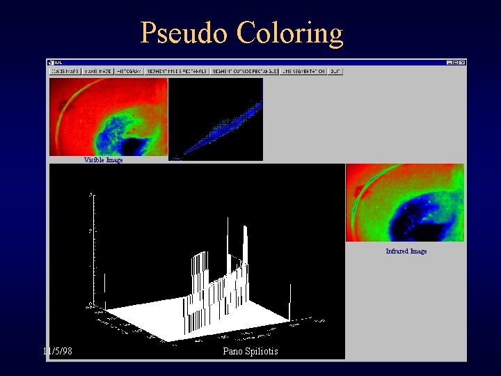 Pseudo Coloring Visible Image Infrared Image 11/5/98 Pano Spiliotis Pseudo Coloring Visible Image Infrared Image 11/5/98 Pano Spiliotis