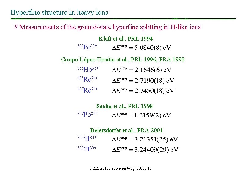 Hyperfine structure in heavy ions # Measurements of the ground-state hyperfine splitting in H-like Hyperfine structure in heavy ions # Measurements of the ground-state hyperfine splitting in H-like