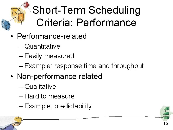 Short-Term Scheduling Criteria: Performance • Performance-related – Quantitative – Easily measured – Example: response Short-Term Scheduling Criteria: Performance • Performance-related – Quantitative – Easily measured – Example: response