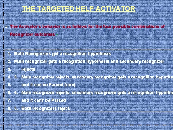 THE TARGETED HELP ACTIVATOR » The Activator’s behavior is as follows for the four