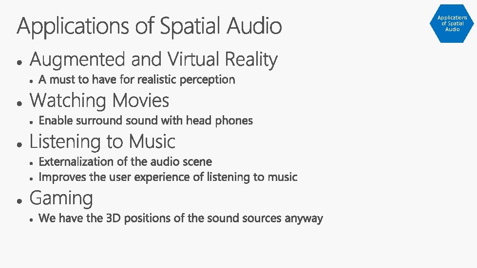 Applications of Spatial Audio 