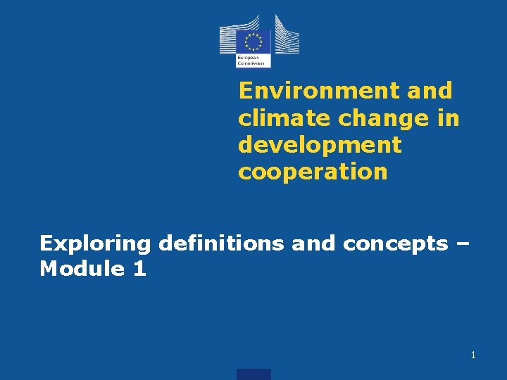 Environment and climate change in development cooperation Exploring definitions and concepts – Module 1