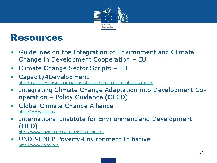 Resources • Guidelines on the Integration of Environment and Climate Change in Development Cooperation