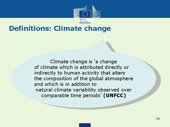 Definitions: Climate change is ‘a change of climate which is attributed directly or indirectly