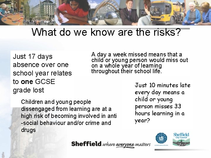 What do we know are the risks? Just 17 days absence over one school