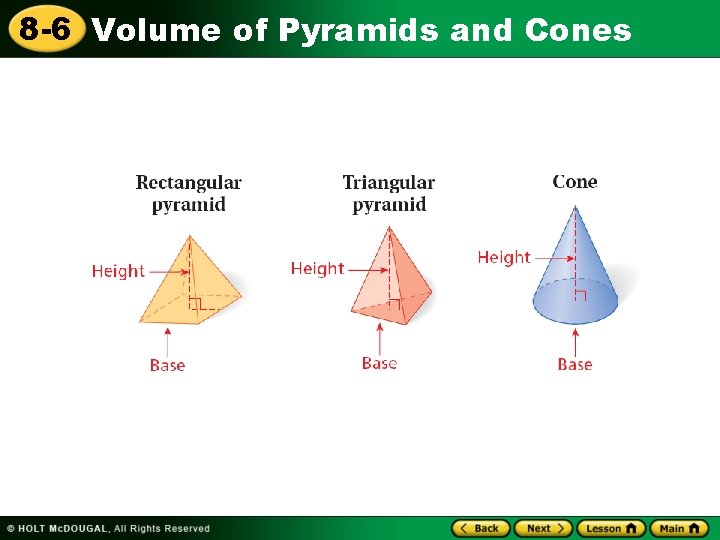 8 -6 Volume of Pyramids and Cones 